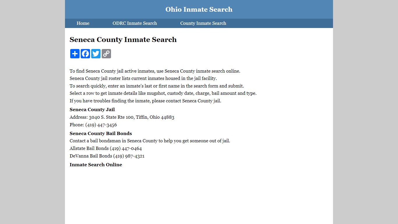Seneca County Inmate Search